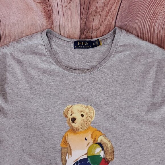 Polo Ralph Lauren Mens Size XL Gray Beach Ball Bear Short Sleeve T-Shirt Tee - Picture 3 of 11